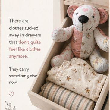 Baby keepsake bear made from a baby girls 1st clothing.