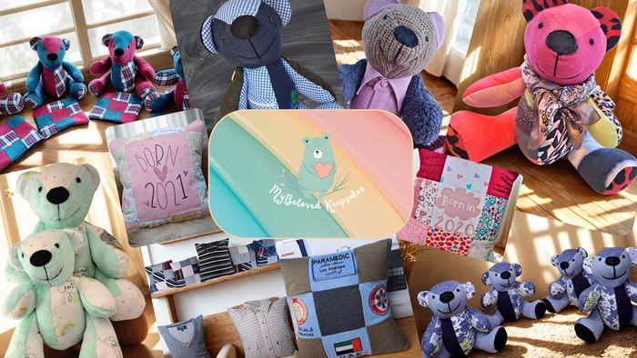 Keepsake/Memory Bears, Cushions and Blankets made from beloved clothes.
