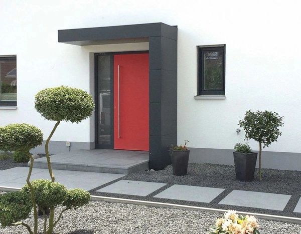 L-Shaped Awning by Atas – Built-In Lighting & Mailbox, Designed to Match Your Home