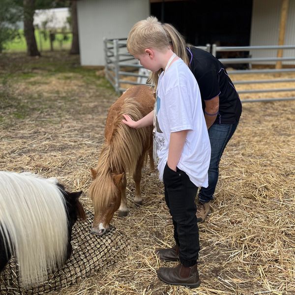 Equine Assisted Learning pony with Autistic young person. Geelong, Ballarine, Melbourne. Autism Camp