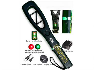 z-scan hand held metal detector with type c charging and battery level indicator by zorba security s
