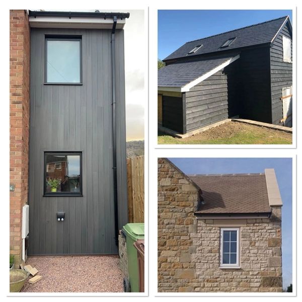 3 different extensions. One in stone, one in composite cladding one with timber cladding 