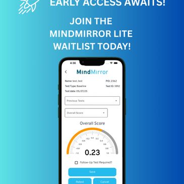 Smartphone showing MindMirror app with early access invitation.