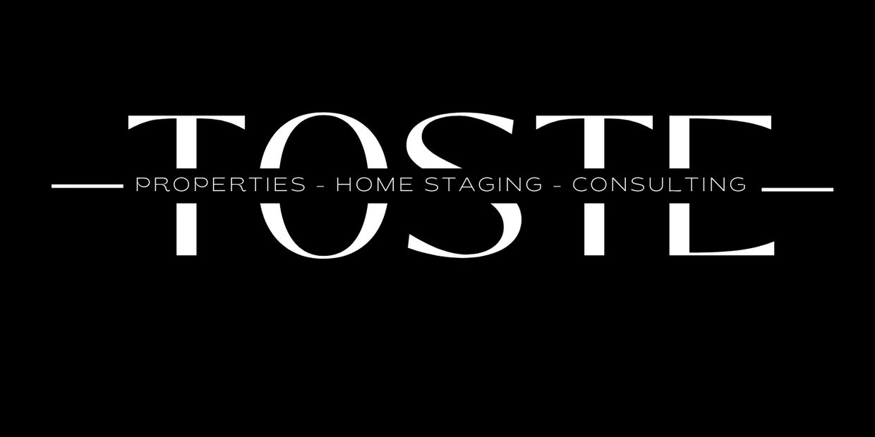 Elegant logo for TOSTE with services in properties, home staging, and consulting.