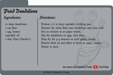 Fried Dandelions Recipe Card - Country Funk