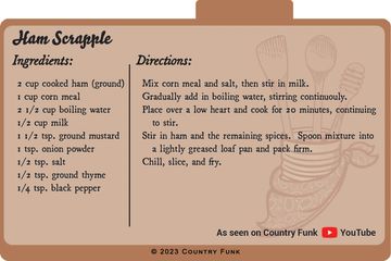 Ham Scrapple Recipe Card - Country Funk
