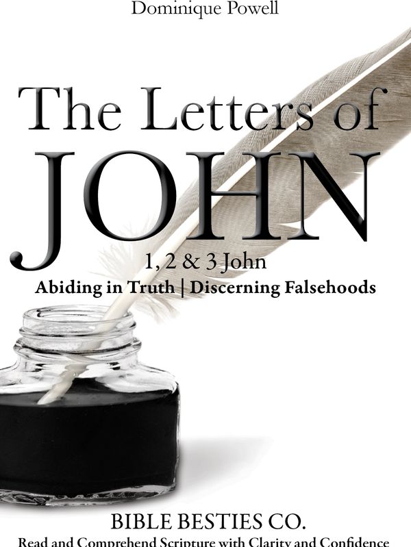 Book cover of 'The Letters of John' by Dominique Powell featuring a quill and ink bottle.