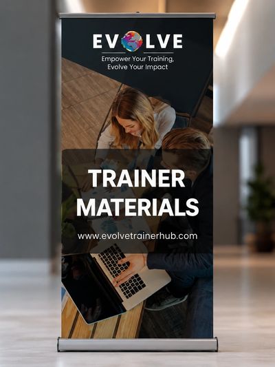 Banner promoting trainer materials from Evolve Trainer Hub with website link.