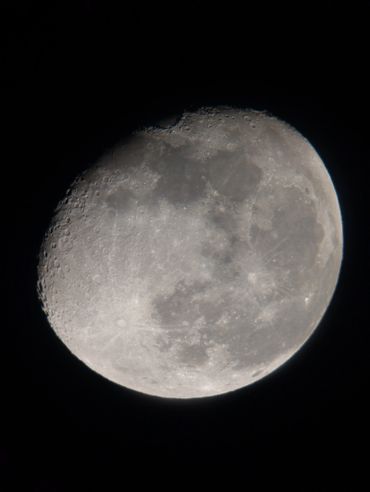 Waning gibbous moon through a telescope