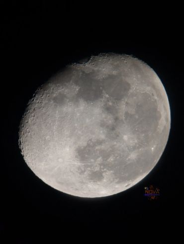 Waning gibbous moon through a telescope