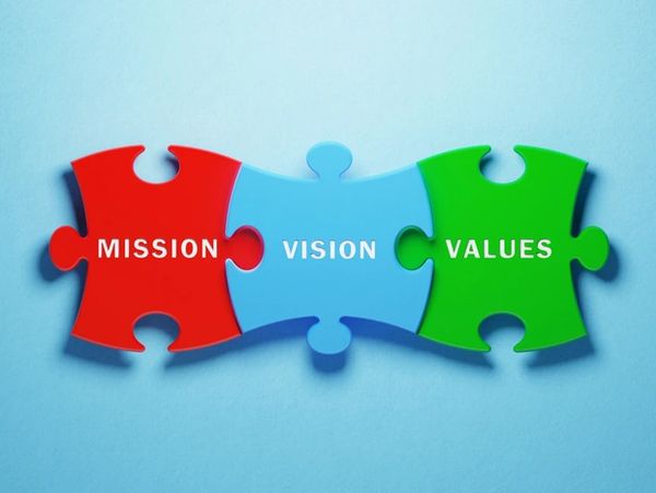 Mission, vision, and values puzzle blocks