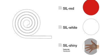 Planchas en silicona para transportadores de banda y cintas. Colores blanco , translucido y rojo