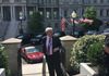 Leaving the White House, in front of the Eisenhower Executive Office Building