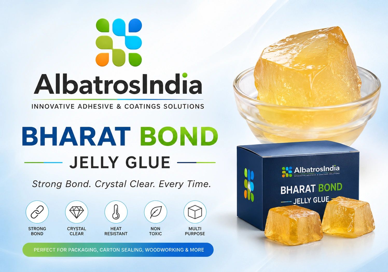 Bharat Bond Jelly Glue by AlbatrosIndia, strong and crystal clear.