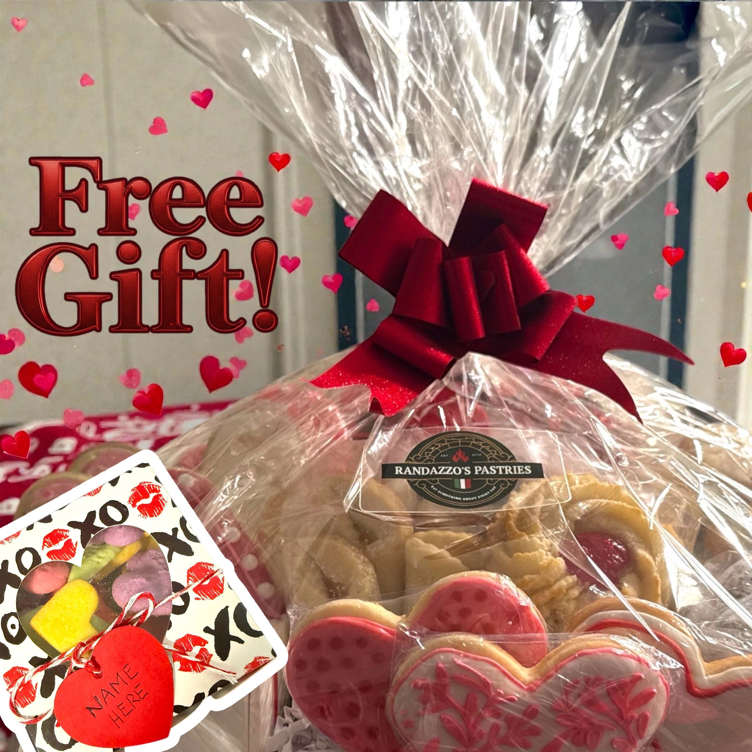 Valentines Day Italian Cookie Basket with FREE box of cookies!