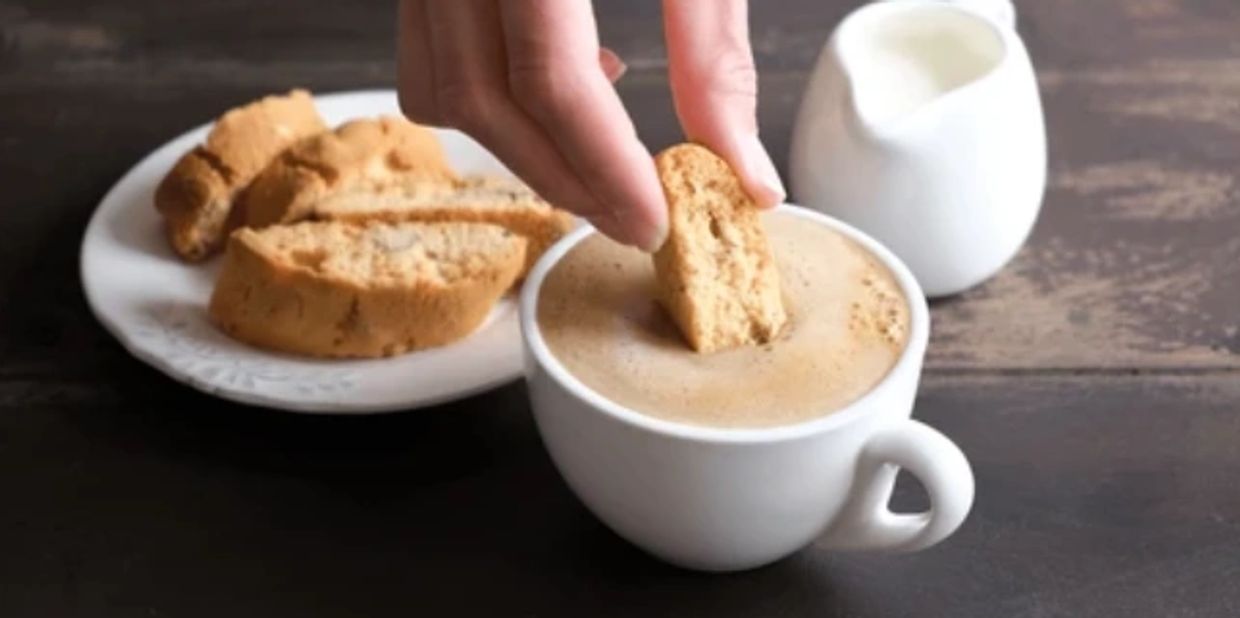 Biscotti dipped in coffee
