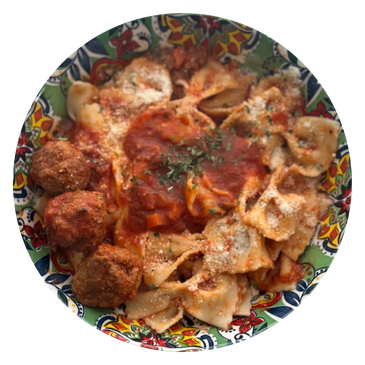 Farfalle in Italian Meat Sauce with Meatballs