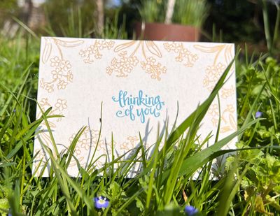 Letterpress printing love & thinking of you