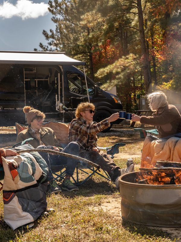  Van Camping by the Fire, Sasquatch Farm RV PARK. South Pittsburg , TN