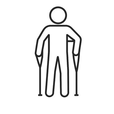 Icon of a person using crutches for support.