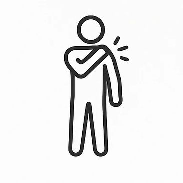 Simple icon of a person with shoulder pain.