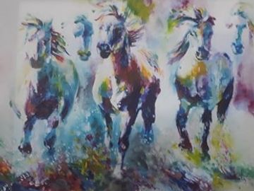 Colourful Running Horse Canvas.