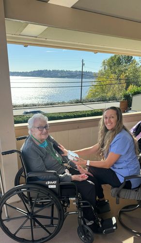 A sunny day on the deck ☀️😎 #nurse #seniorcare #lakeviewafh.com 