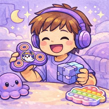 Criança autista usando fidget toys e brinquedos sensoriais para foco, calma e ansiedade
