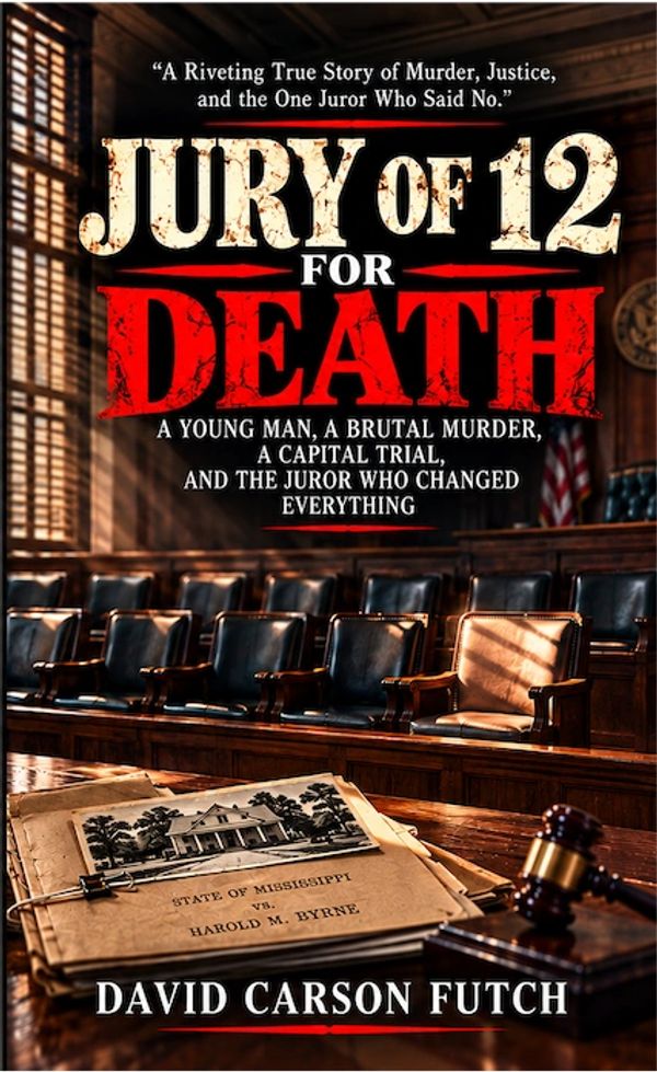 Book cover of a courtroom drama titled Jury of 12 for Death.