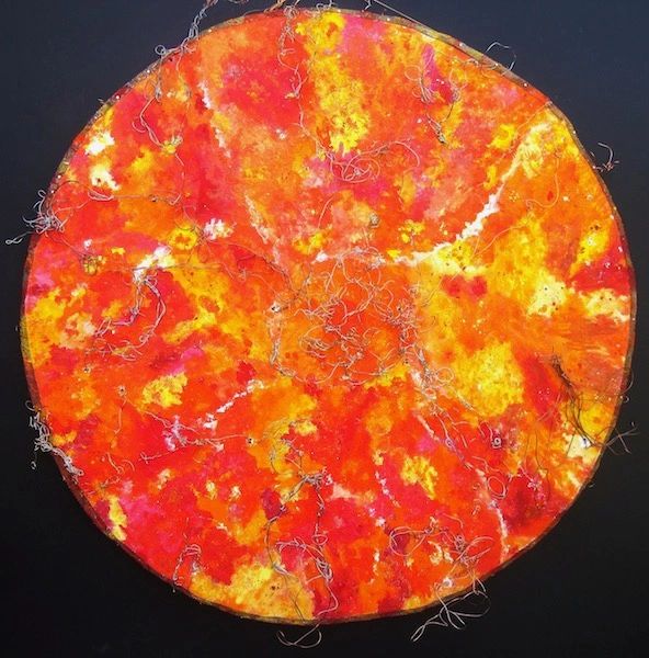SOLAR  MAGNETOSPHERE -  Fresco on a lightweight support with gold & silver wires, 34" diameter.jpg
