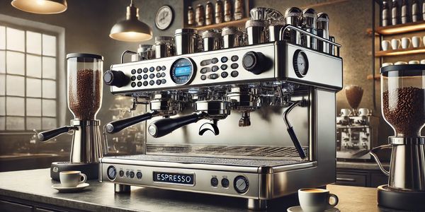Modern espresso machine after it has been repaired