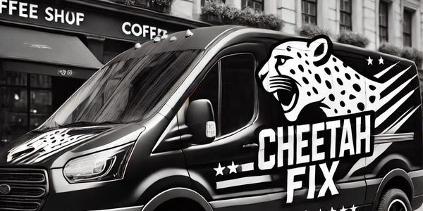 Our cheetah fix van on it's way to service a coffee shop