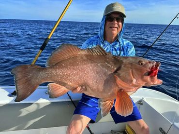 Tim Barefoot caught this Red Grouper on frozen cigar minnow and a crab decoy jig.