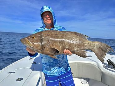 Tim Barefoot caught this Scamp Grouper on frozen cigar minnow and a crab decoy jig.