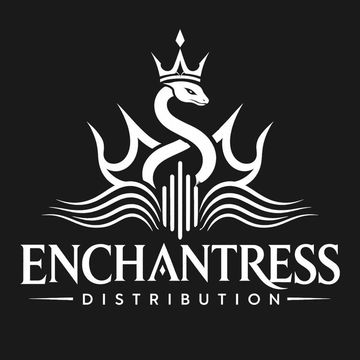 Logo of Enchantress Distribution featuring a crowned serpent and tridents.