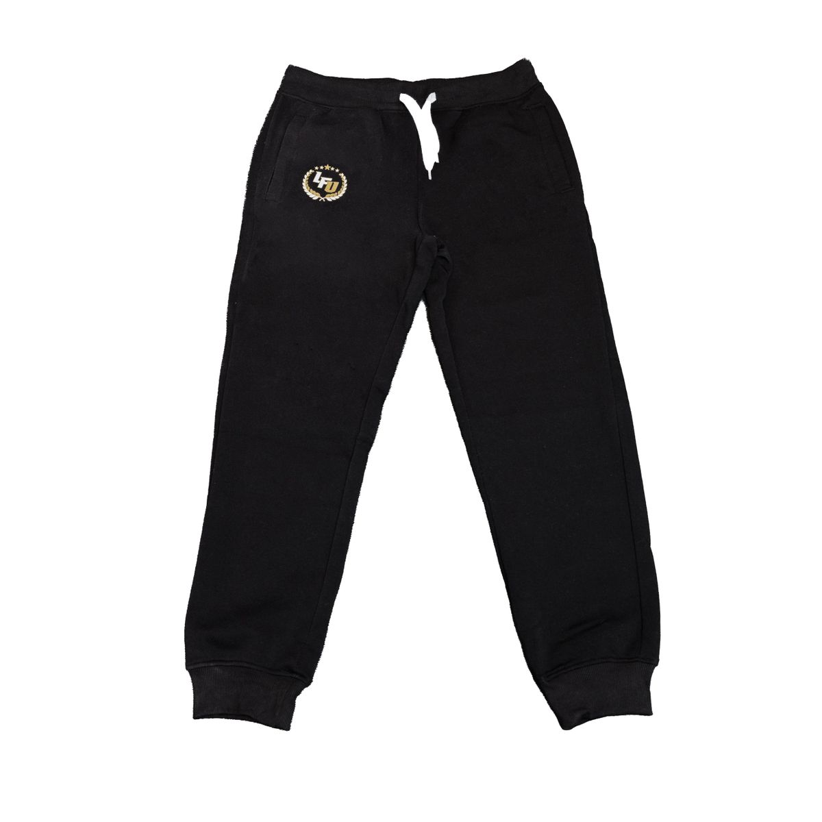 LFU Emblem Sweat Pants Black, Gold Outline