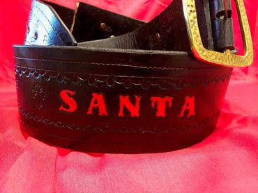 4" Santa hand tooled belt.