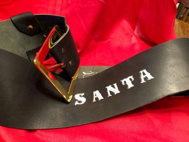 4" hand tooled Santa belt