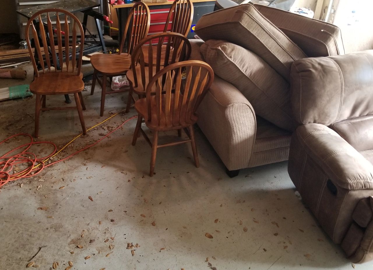 Old furniture removal in garage 