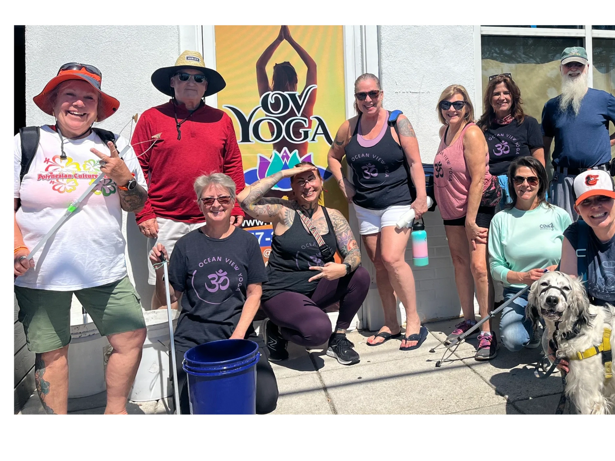 Ocean View Yoga community beach cleanup team.