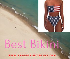 Viottiset Womens Strapless Bandeau Bikini Set Swimsuit High Waisted 