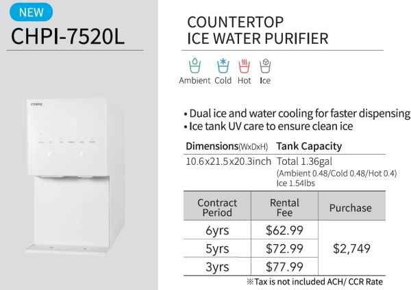 Countertop ice water purifier with multiple temperature options