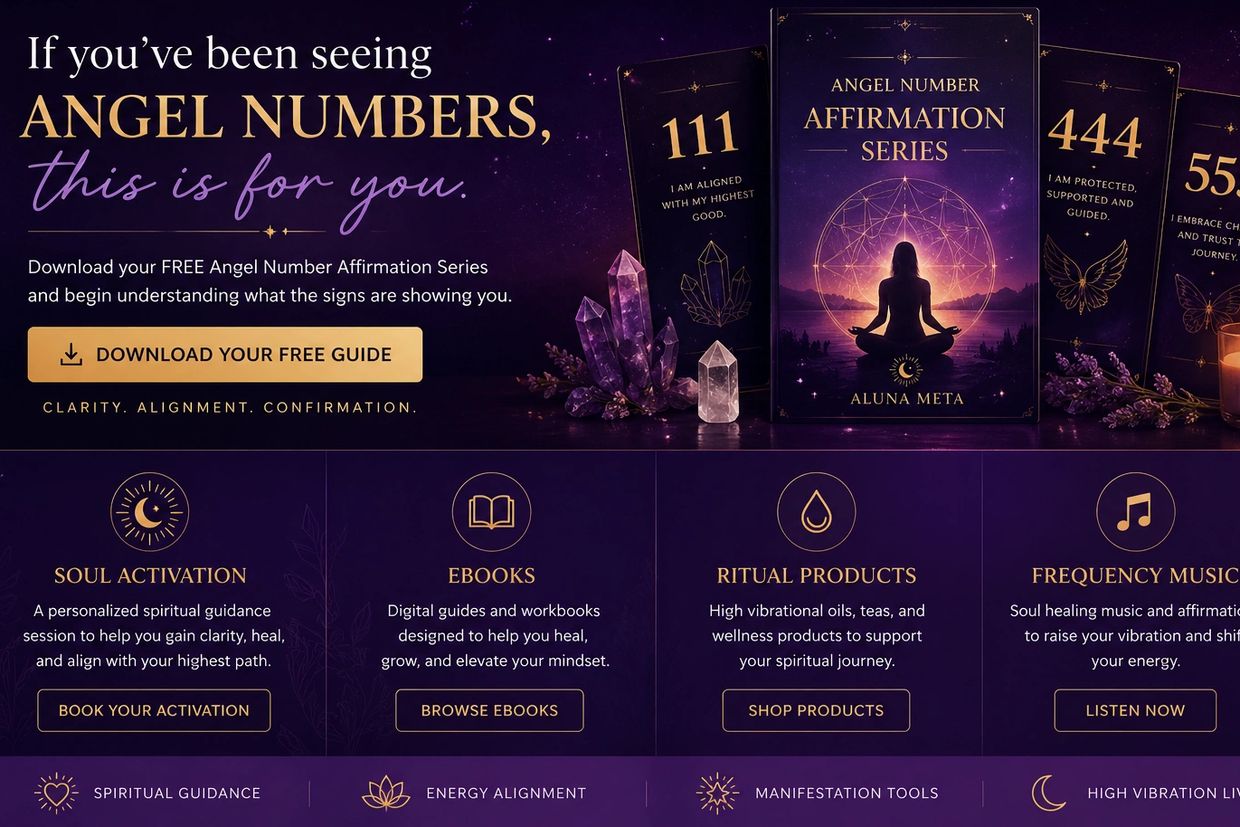 Angel Number Affirmation Series offers spiritual guidance with ebooks, ritual products, and frequency music.