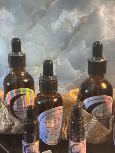 Aluna Meta: Crystal infuse Hair and skin,Elixirs and Magnetic Anointing Oils. 