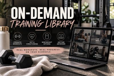 On-demand training library with various workouts and progress tracking.