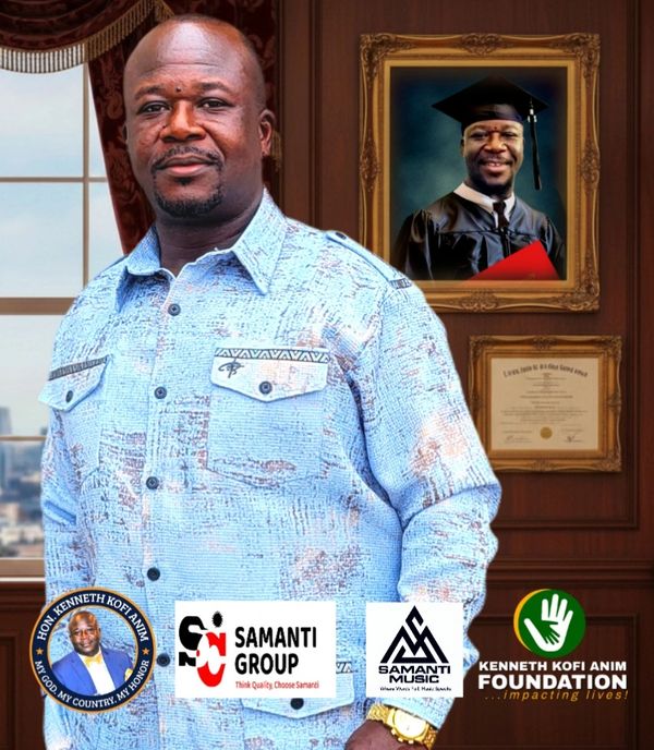 Man standing in front of framed graduation photo and certificate.