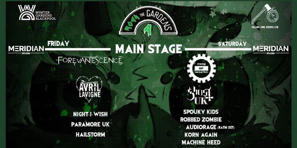 Rock music festival lineup poster for Winter Gardens Blackpool.