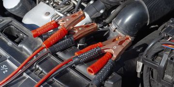 Image of jump cables for a vehicle battery.