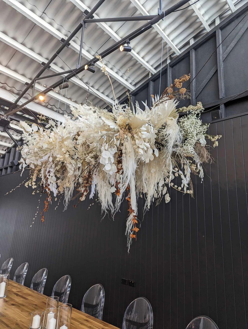 Hanging installation - reception styling wedding