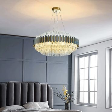 Glass crystal chandelier with LED lights